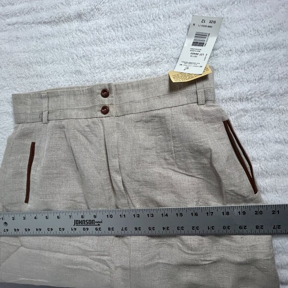 Harvé Benard Womens Linen Blend Pencil Skirt Size 12 Beige Pockets Career New - Picture 9 of 10